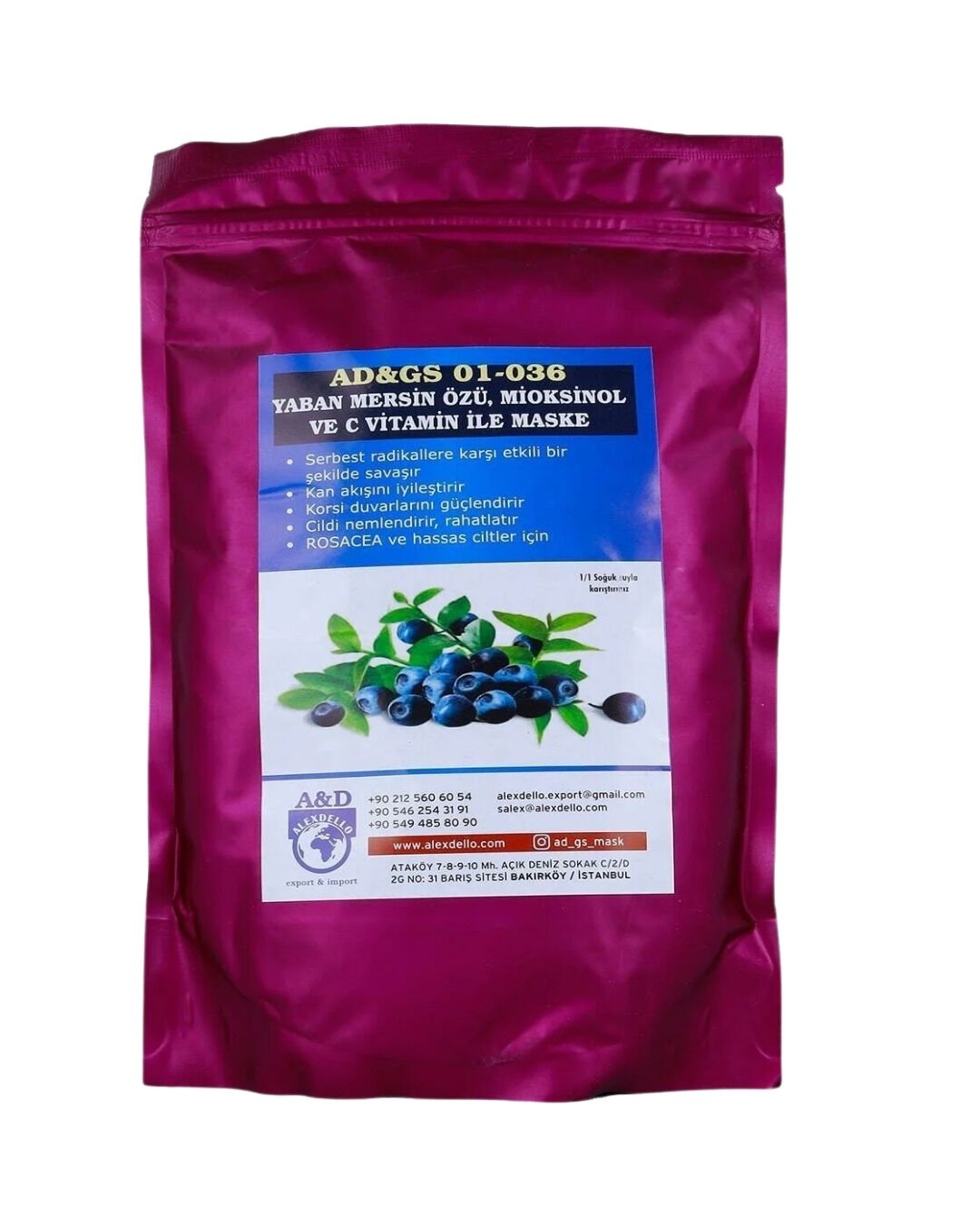GSG-01-036 – Yaban Mersini Özü, Miyoksinol ve C Vitaminli Maske 350 gr
